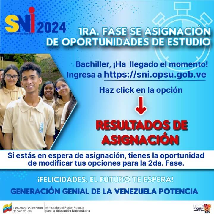 Sistema Nacional de Ingreso publica primeros resultados de aspirantes a carreras universitarias