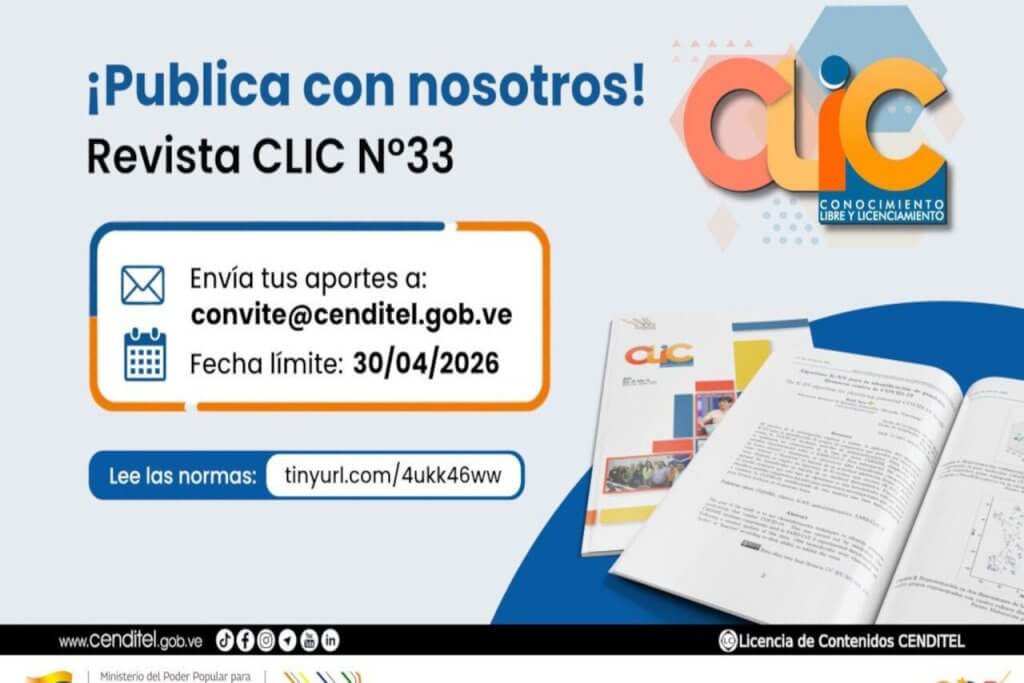 Cenditel abre convocatoria para la edición N° 33 de la Revista CLIC